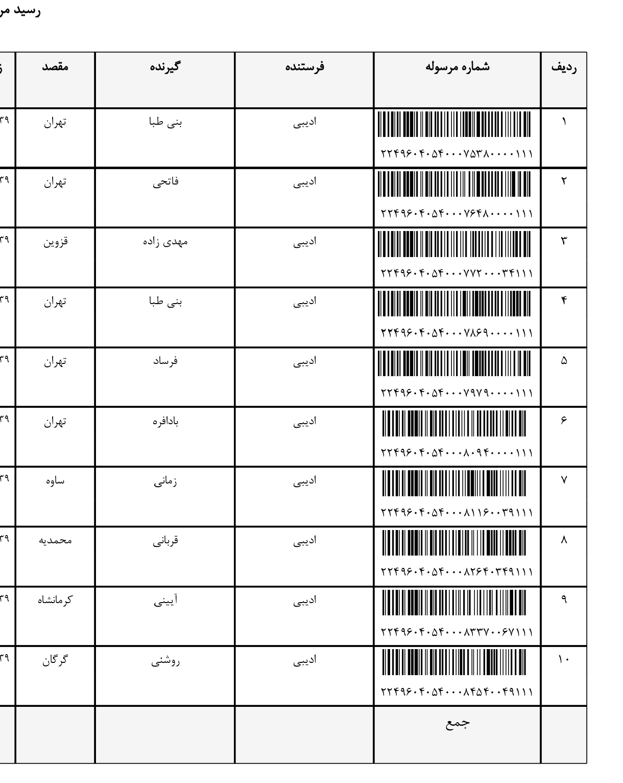 کد رهگیری ۲۴اردیبهشت