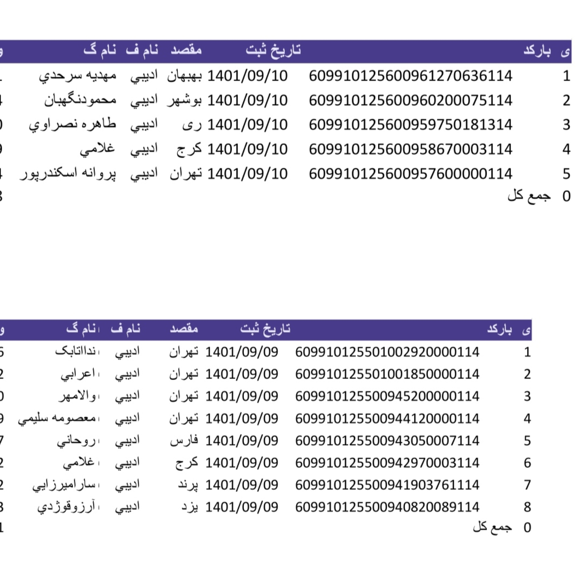 کد رهگیری ۹اذر