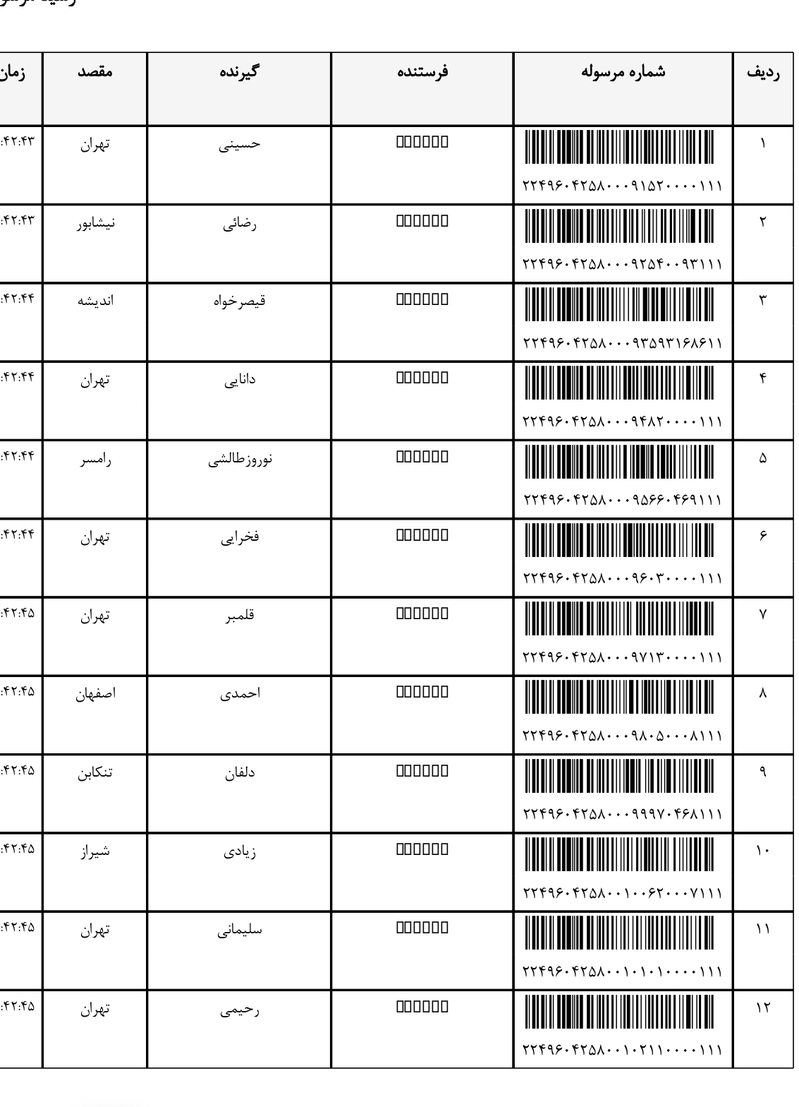 کد رهگیری ۱۲ اذر