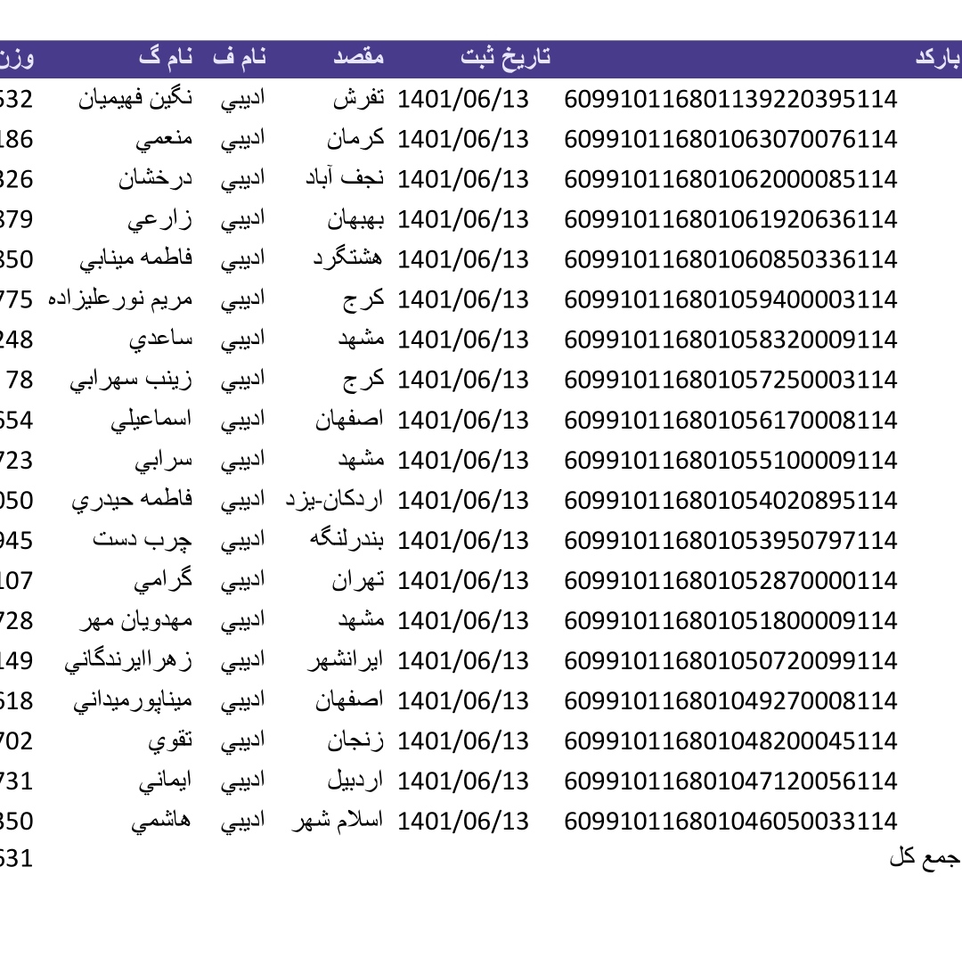 کد رهگیری ۱۳شهریور