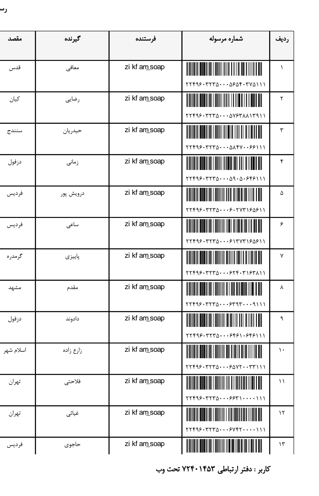 کد رهگیری 16ابان..قسمت اول لطفا عکس رو باز کنید