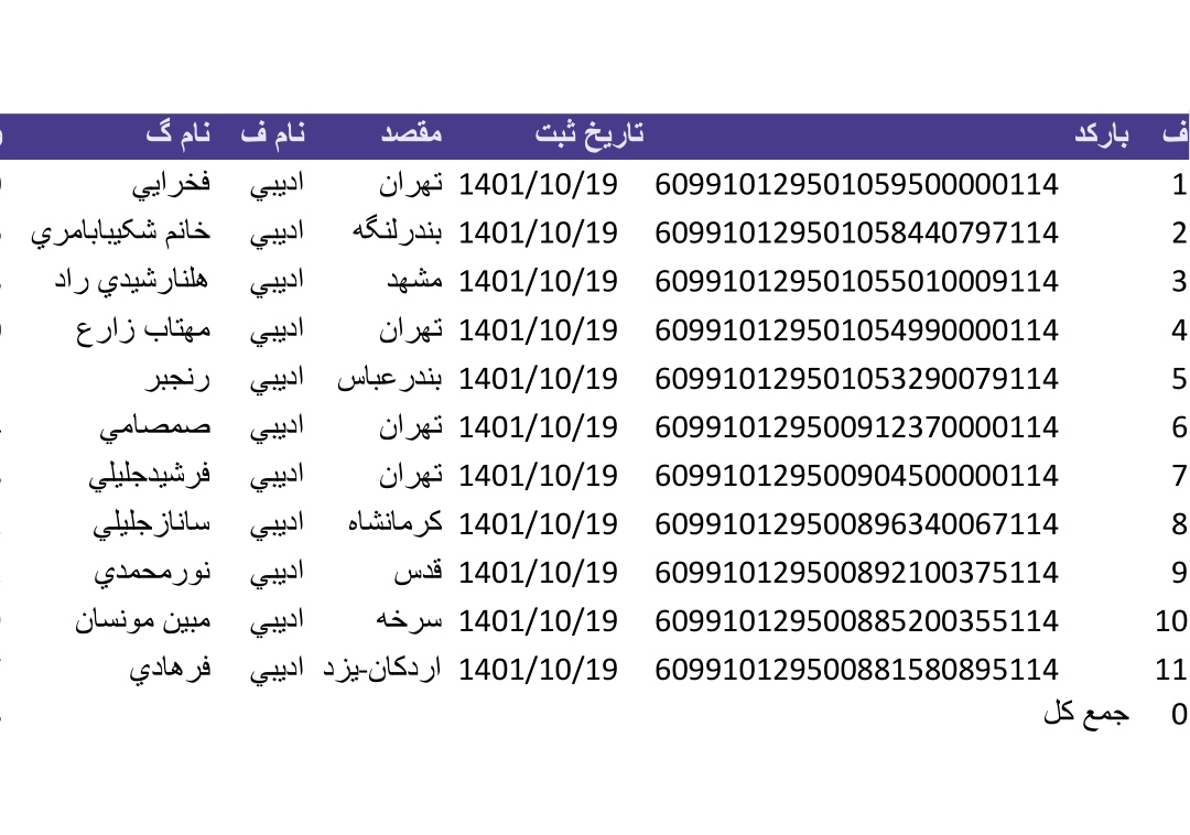 کد رهگیری ۱۹دی