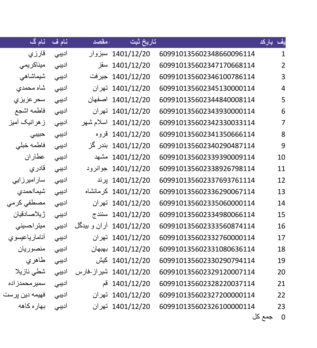 کد رهگیری ۲۰ اسفند(لطفا روی عکس ضربه بزنید)
