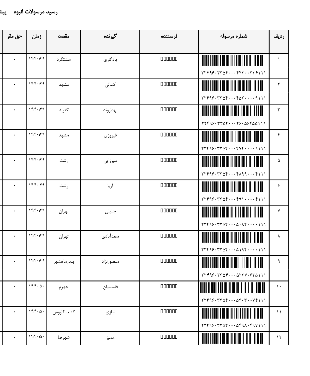 کد رهگیری ۱۸ اسفند