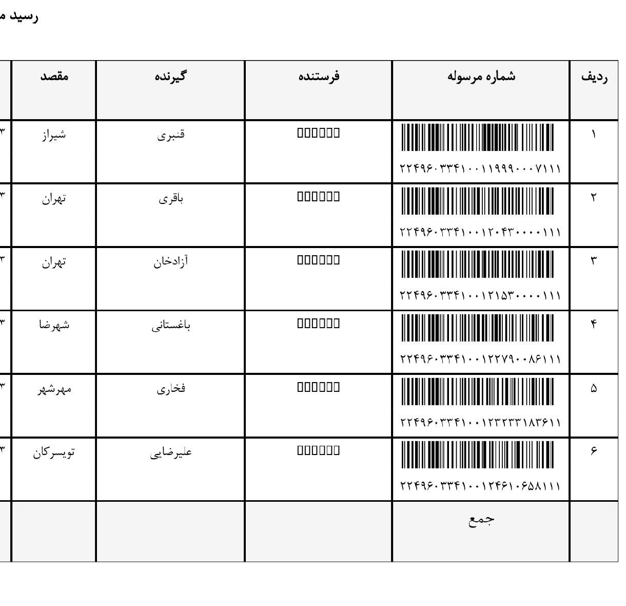 کد رهگیری ۵ اسفند