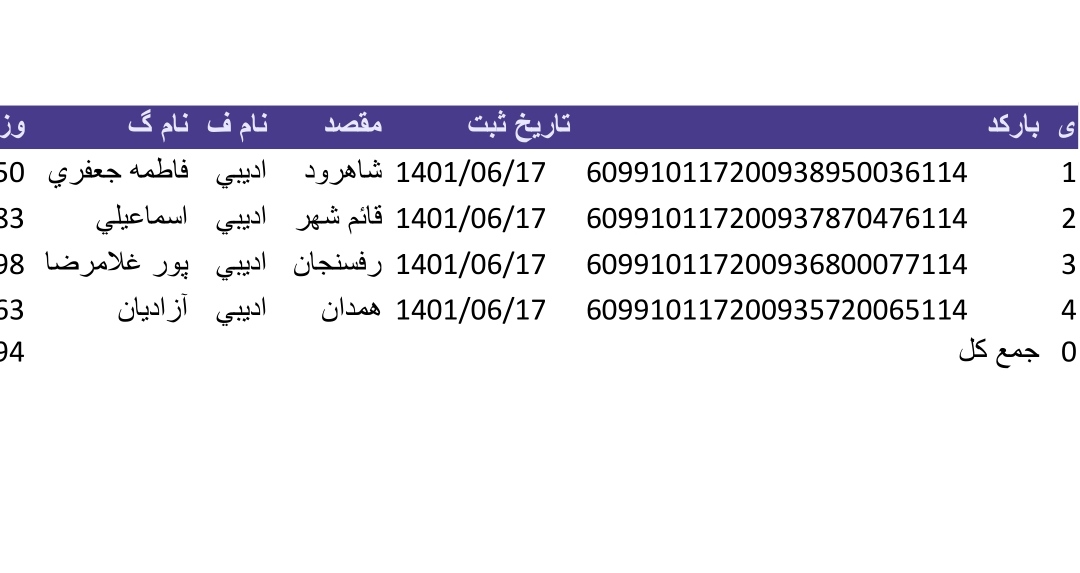 کد رهگیری ۱۷شهریور