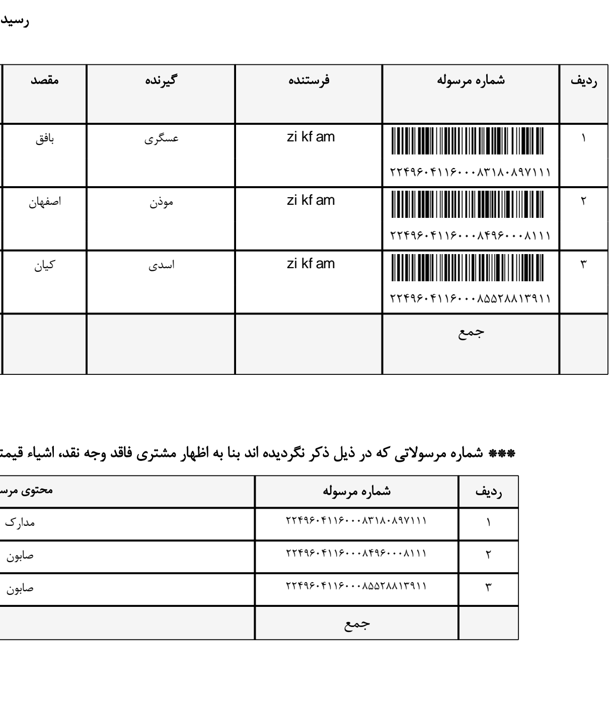 ادامه کد رهگیری ۲۳ تیر