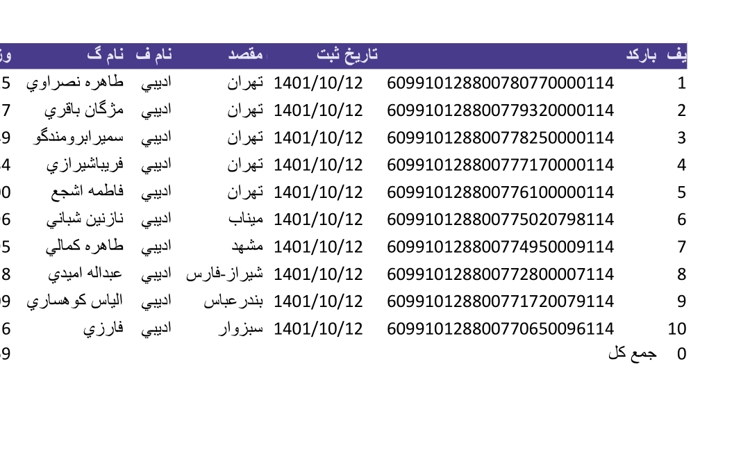 کد رهگیری ۱۲ دی