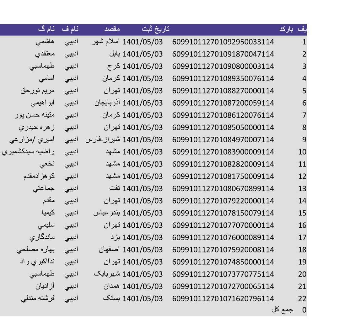 کد رهگیری ۳مرداد