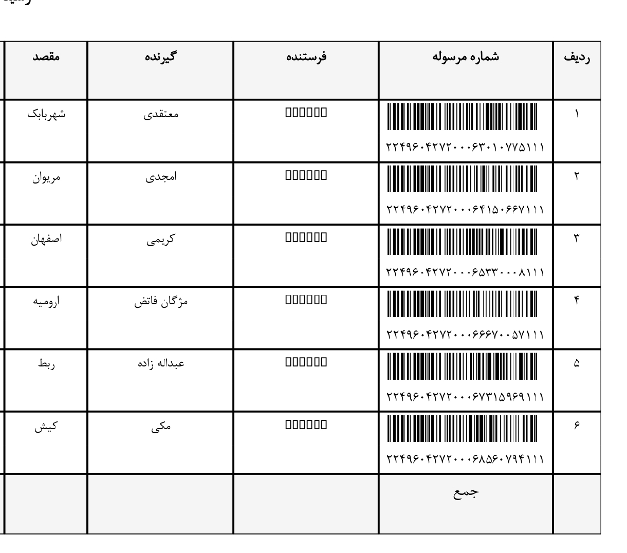 کد رهگیری ۲۶ اذر