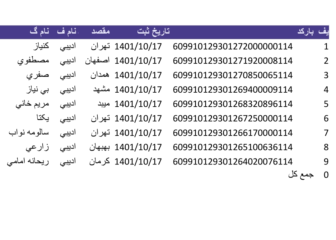 کد رهگیری ۱۷ دی ماه
