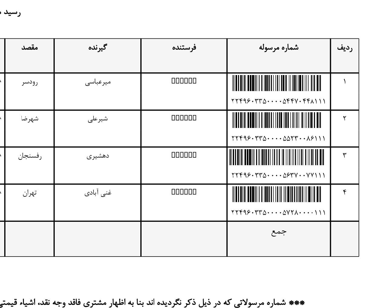 کد رهگیری ۱۵ اسفند