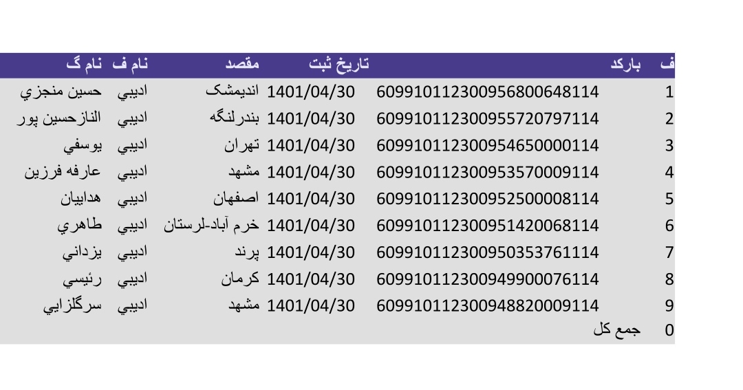 کد رهگیری ۳۰تیر