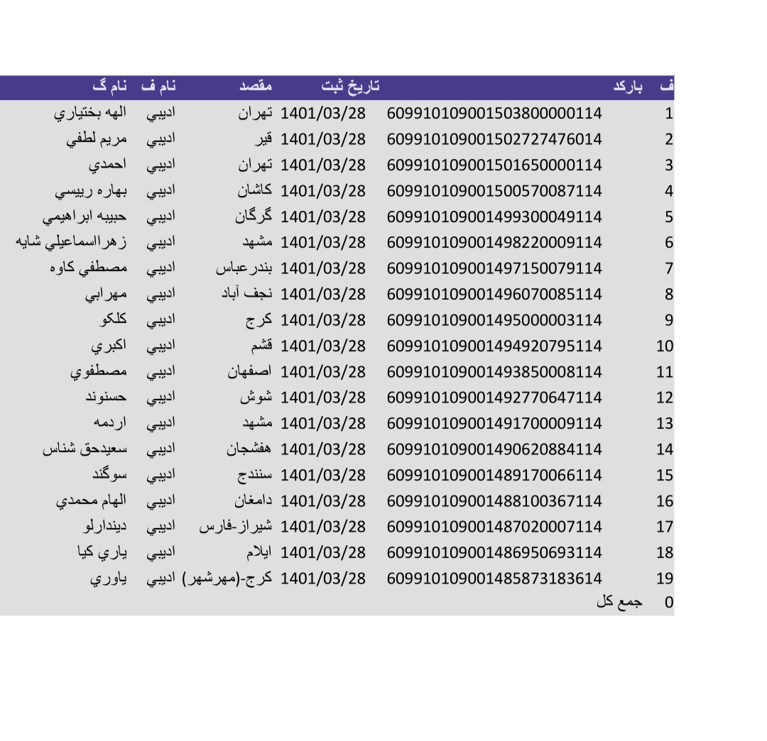 کد رهگیری ۲۸خرداد