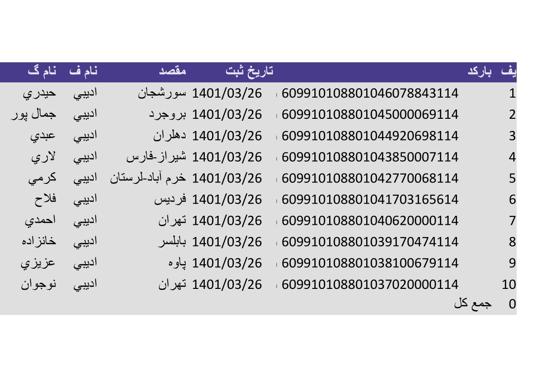 کد رهگیری ۲۶خرداد