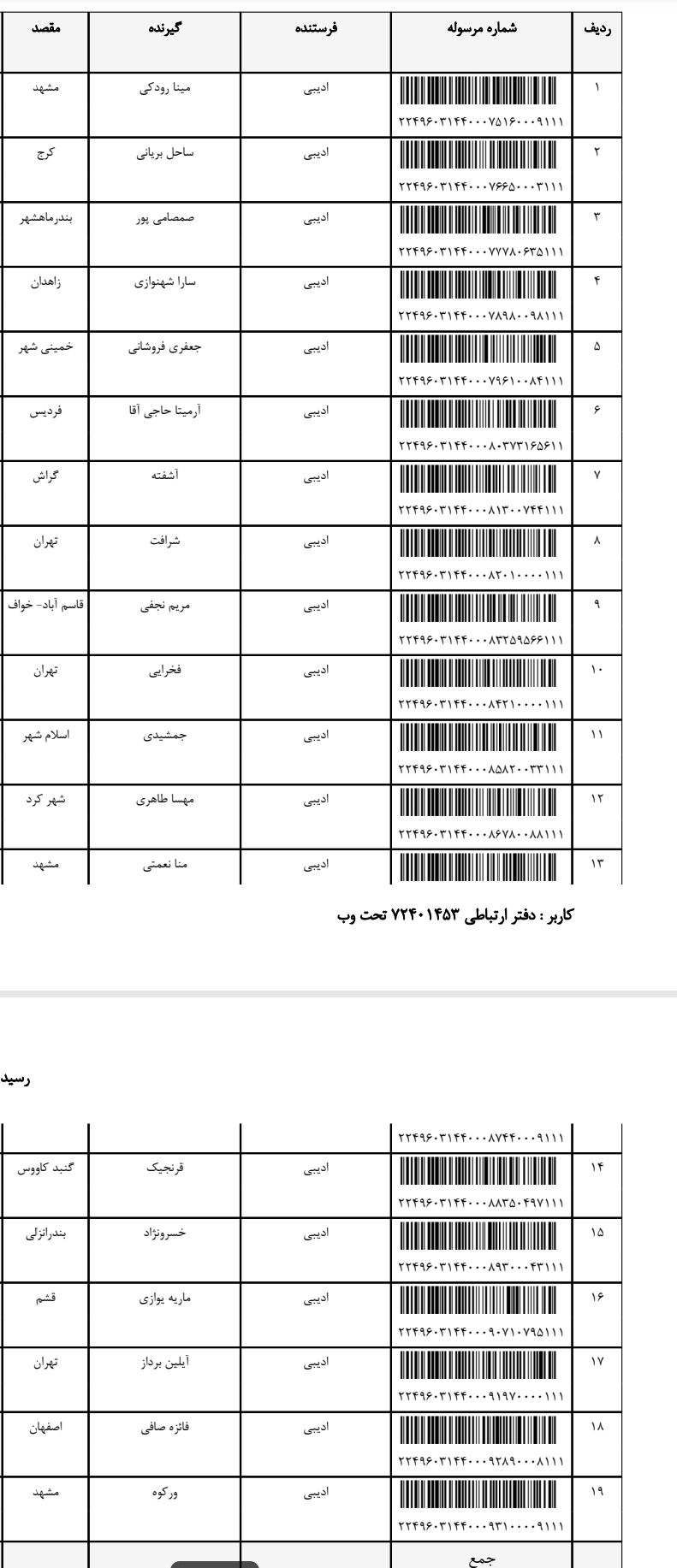 کد رهگیری 20ام(روی عکس ضربه بزنید)