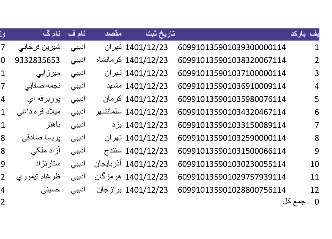 کد رهگیری ۲۳ اسفند