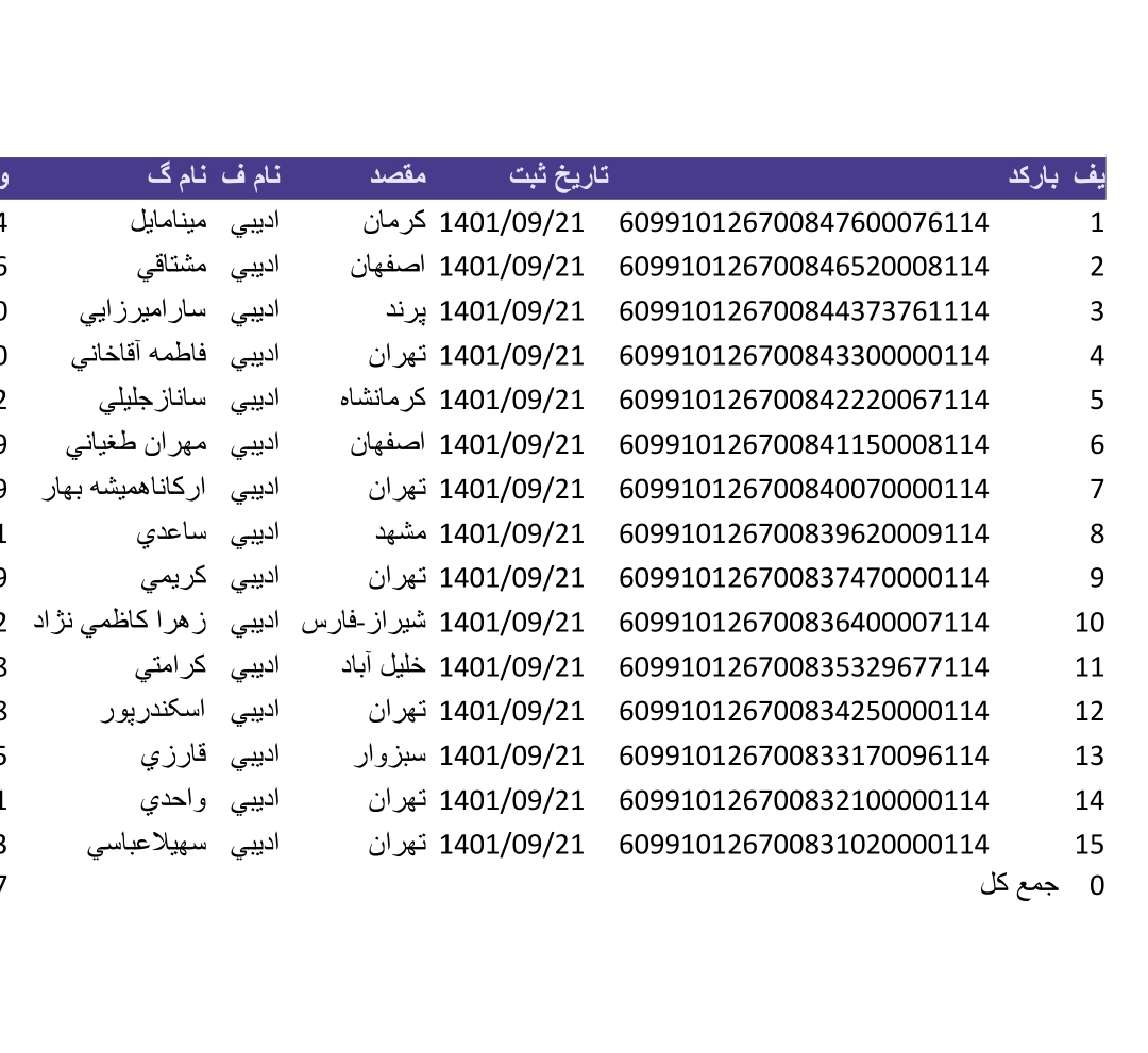 کد رهگیری ۲۱ آذر