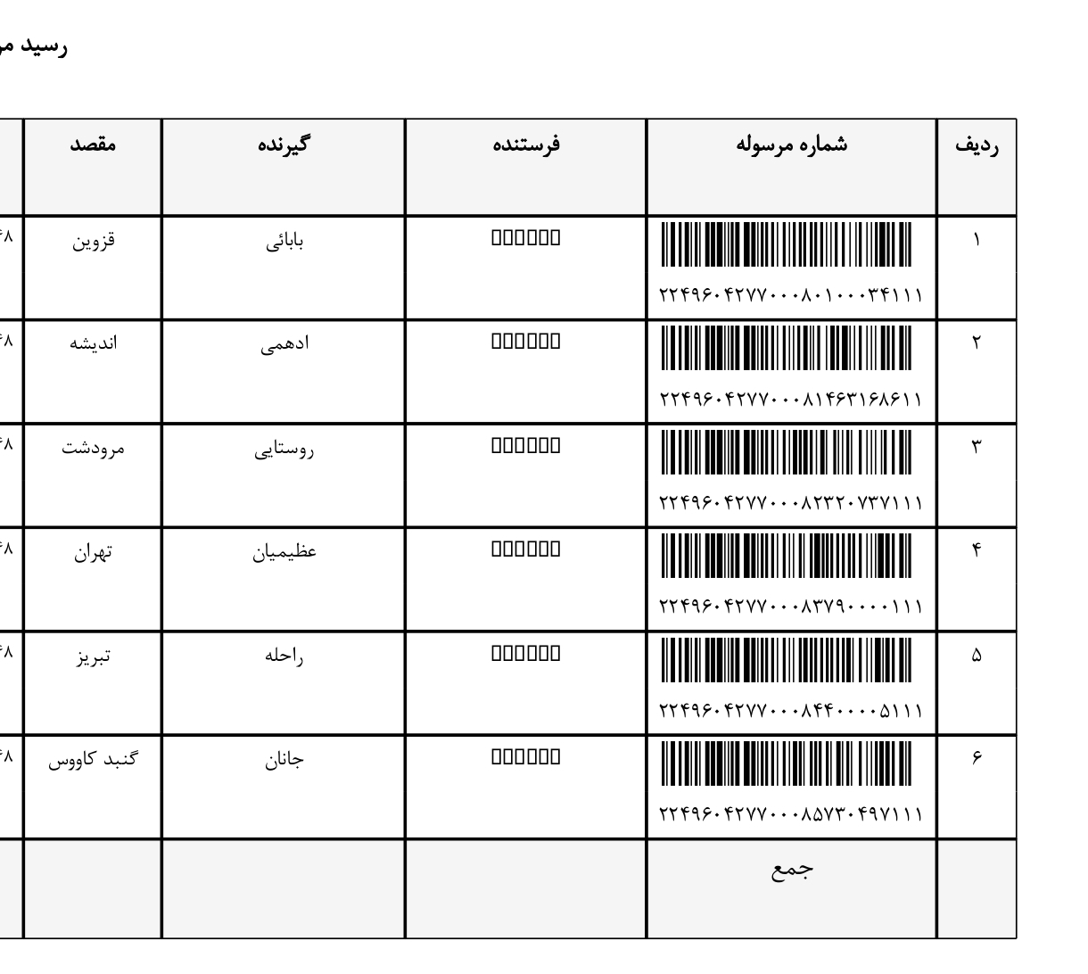 کد رهگیری ۱ دی ماه ۱۴۰۴