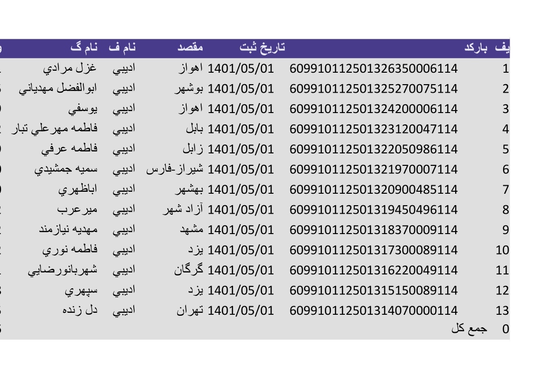 کد رهگیری ۱مرداد