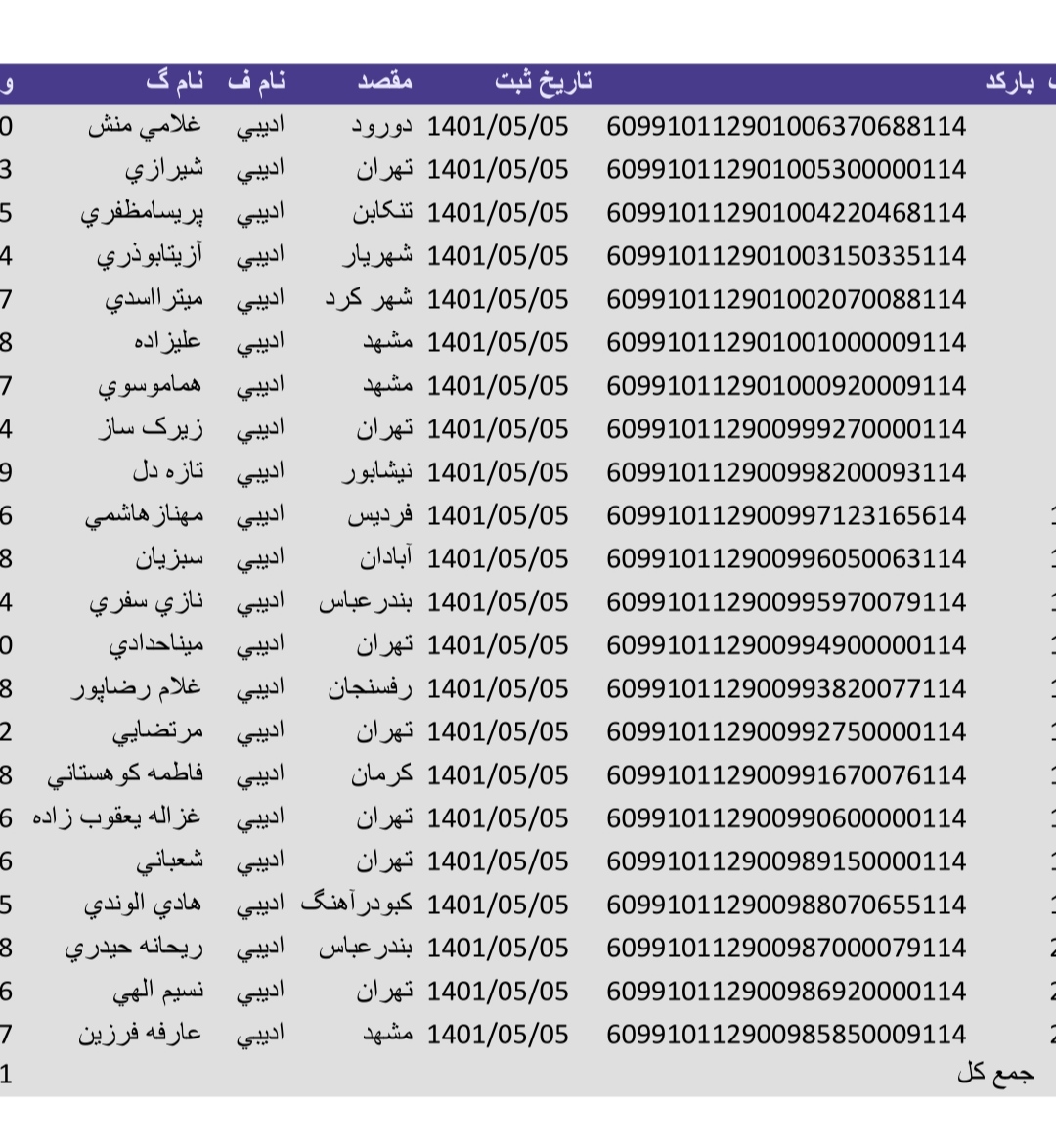 کد رهگیری ۵مرداد