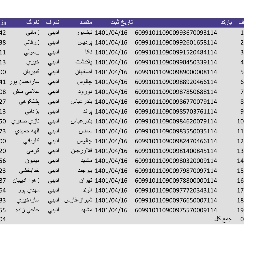 کد رهگیری ۱۶تیر ماه