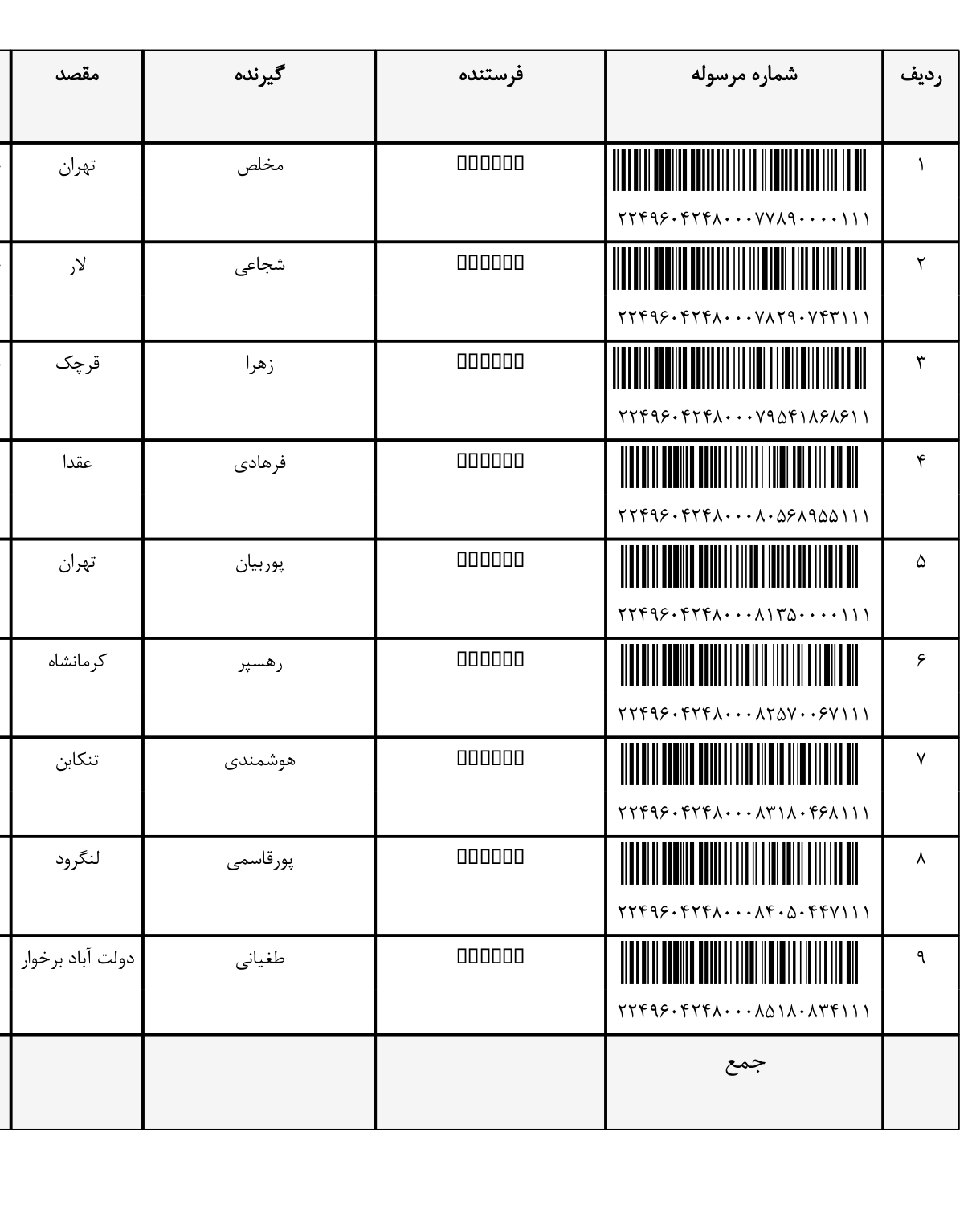 کد رهگیری ۲ اذر