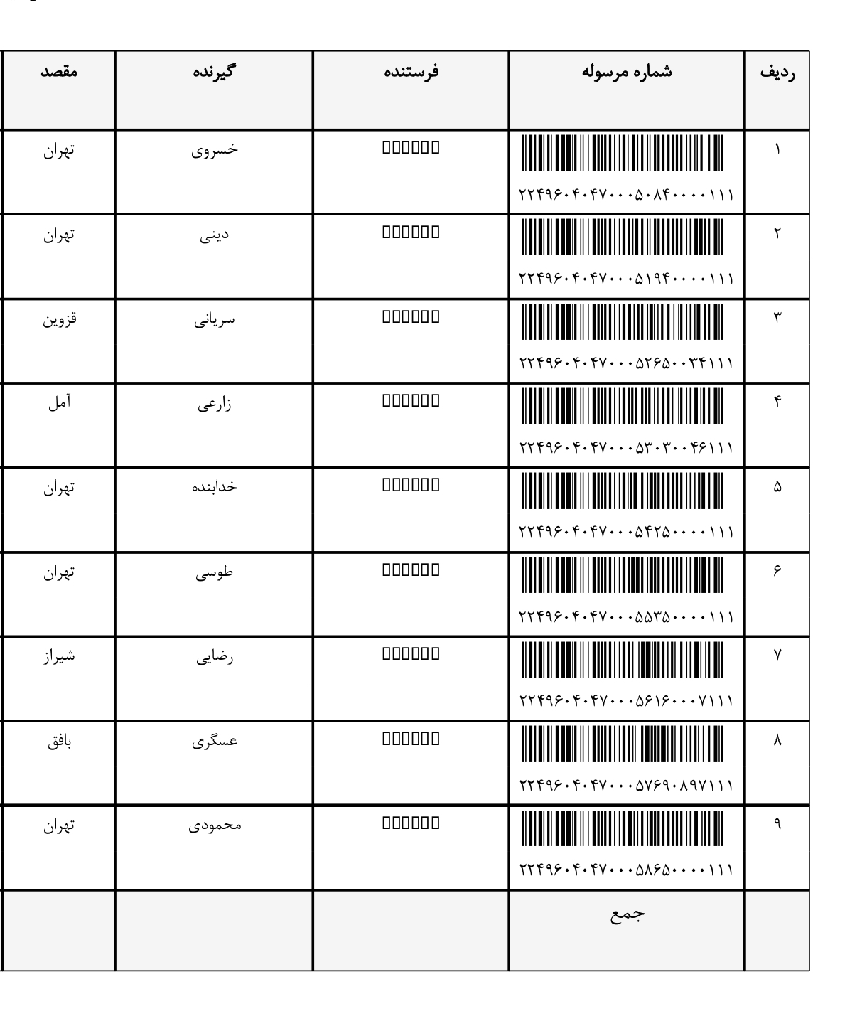 کد رهگیری 16 اردیبهشت