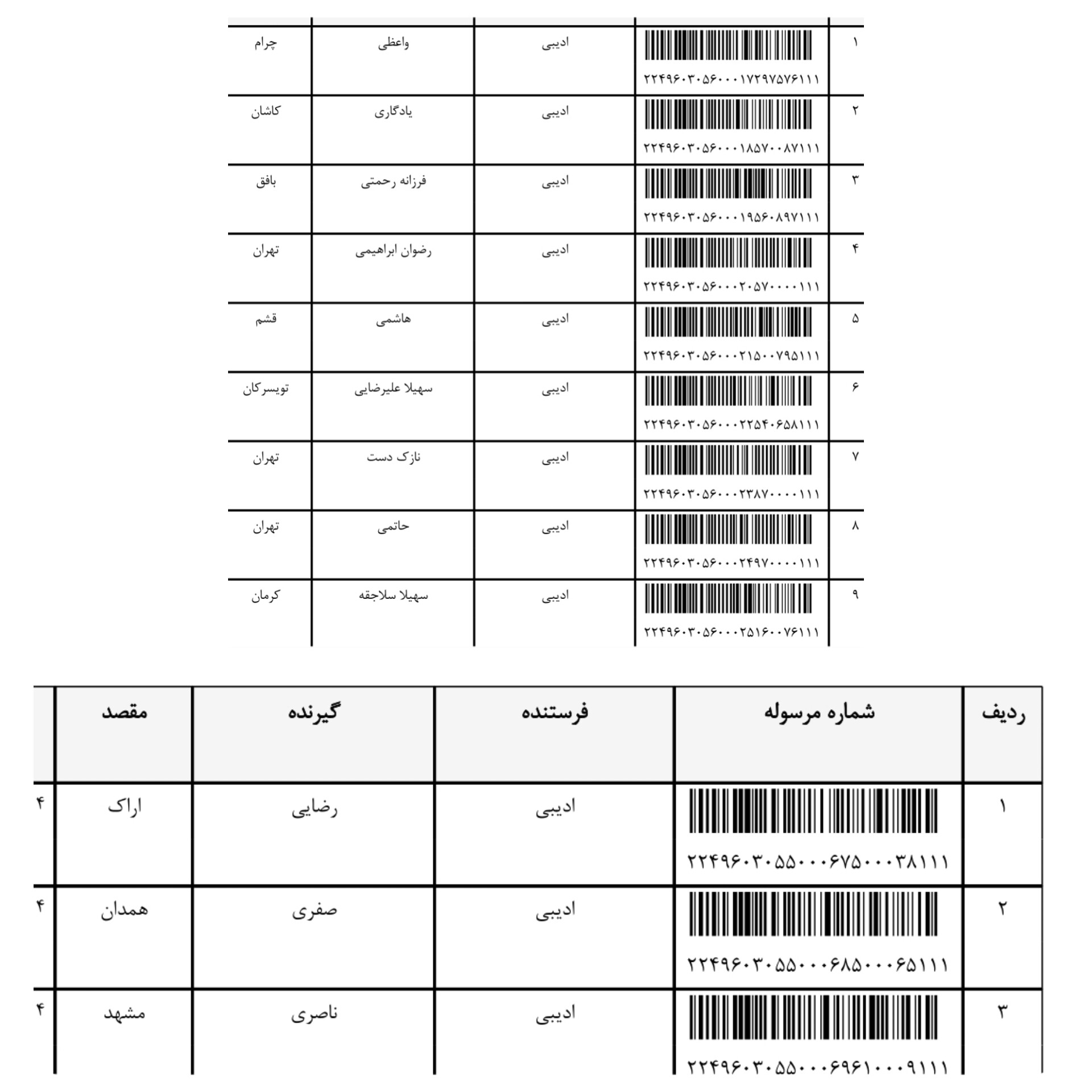 کد رهگیری ۲۵ ام