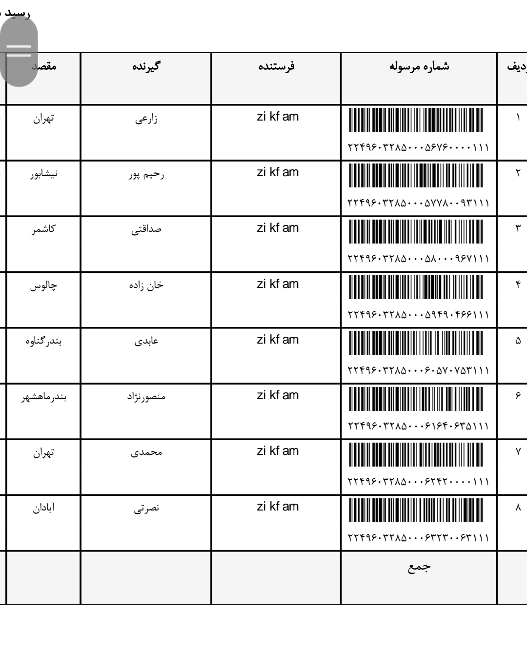 کد رهگیری ۹ دی