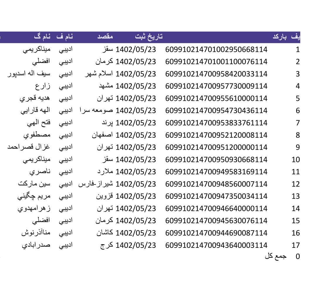 کد رهگیری ۲۳مرداد