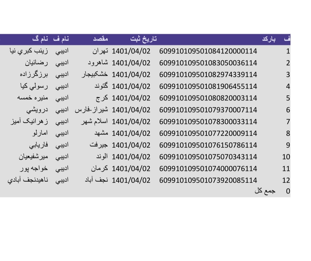 کد رهگیری ۲تیر ماه