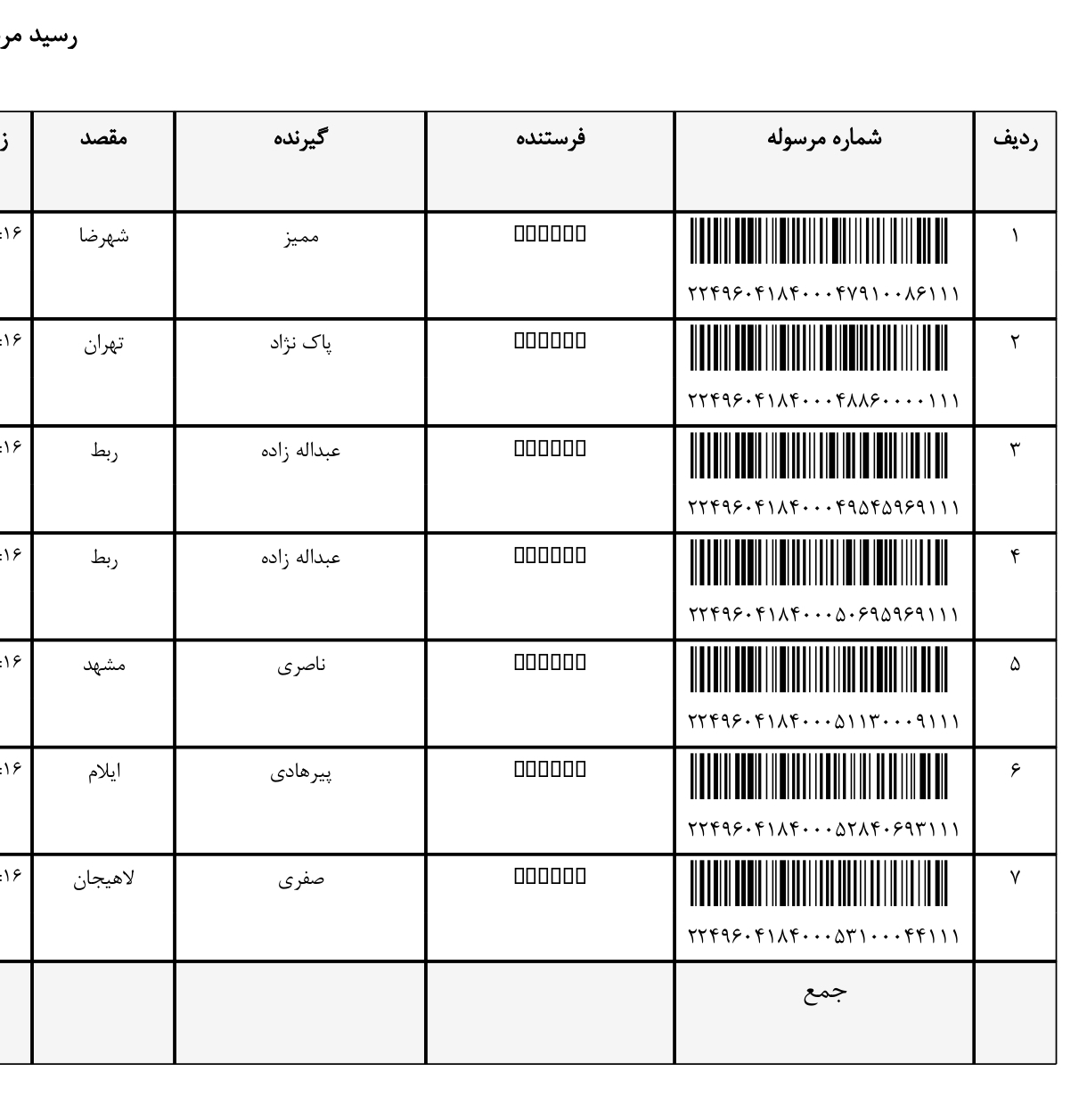 کد رهگیری ۲۵