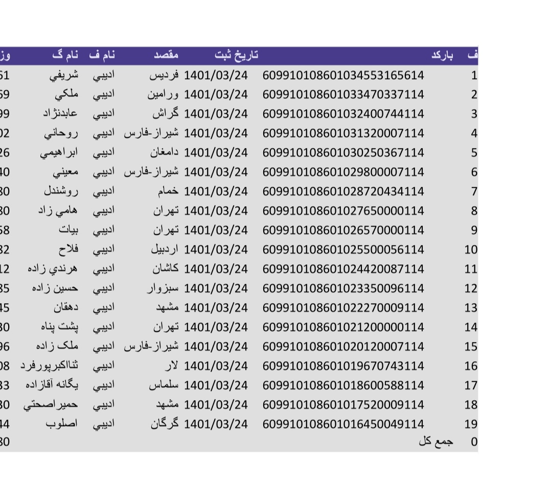 کد رهگیری ۲۴خرداد....