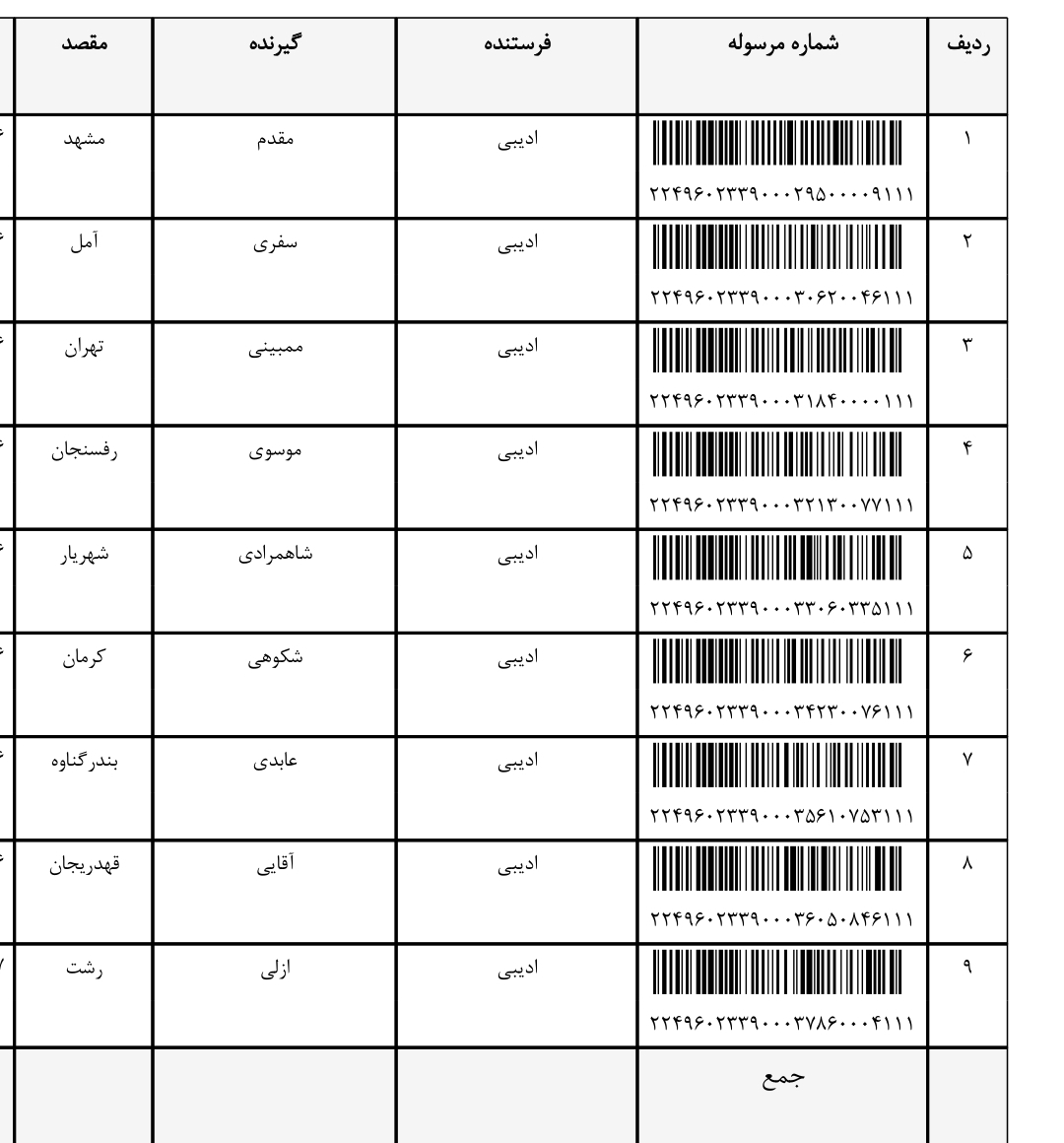 کد رهگیری اسفند کد ۳